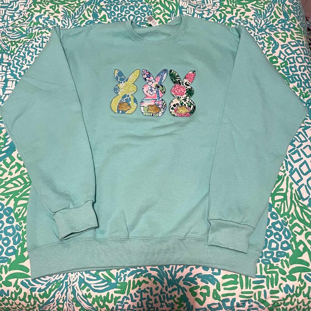 Lilly Pulitzer Fabric Bunny Sweatshirt-Easter Bunny Sweatshirt-New-Large